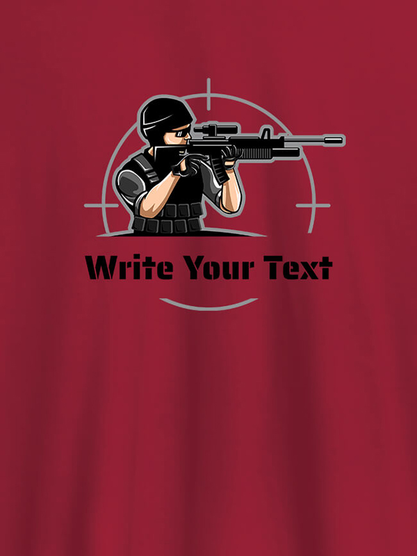 Custom Sniper with Your Text On Customized Mens T-Shirt