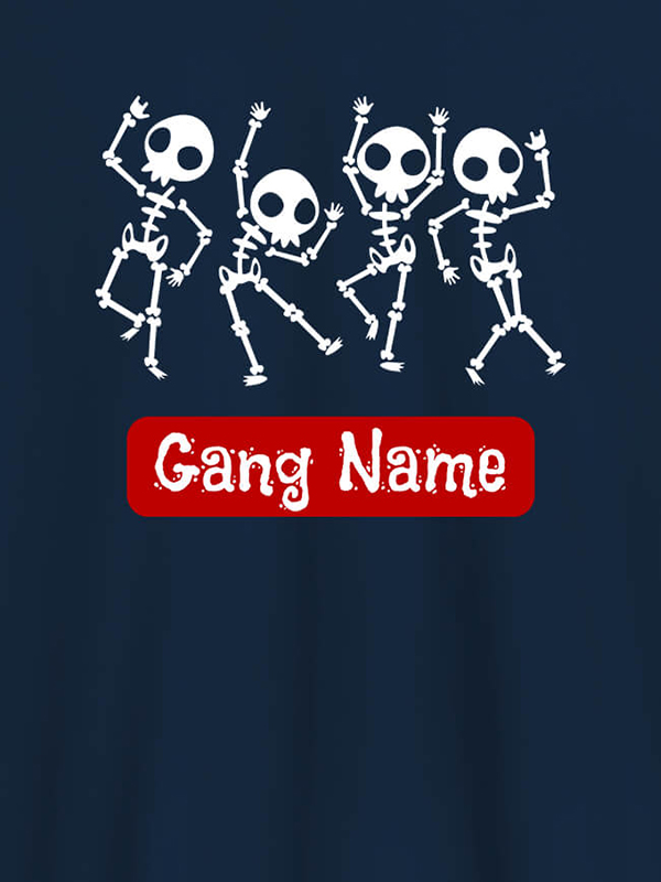 Custom Gang Name Skeleton Design Personalised Mens T Shirt