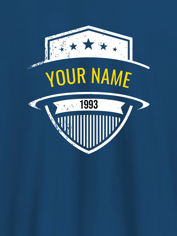 Custom Shield Design with Text and Year On Customized Tshirt for Men