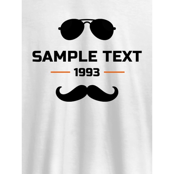 Personalized Moustache Sunglasses Printed Mens T Shirt