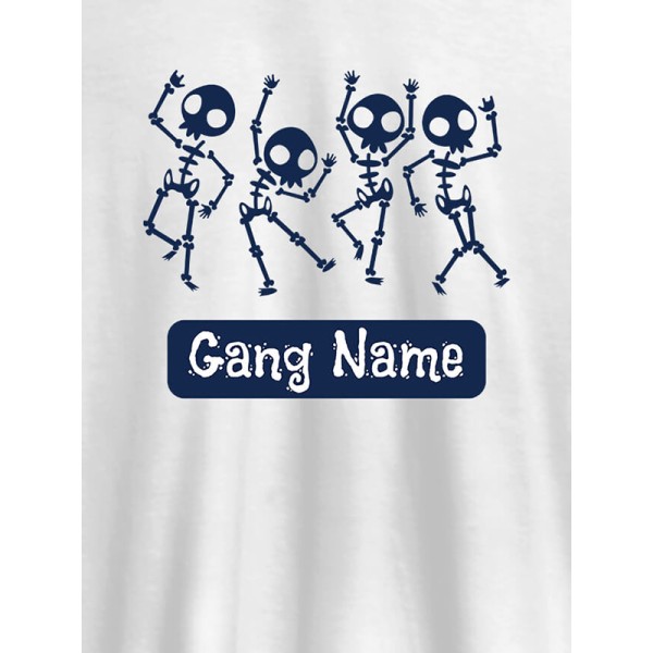 Gang Name Skeleton Design Personalised Mens T Shirt