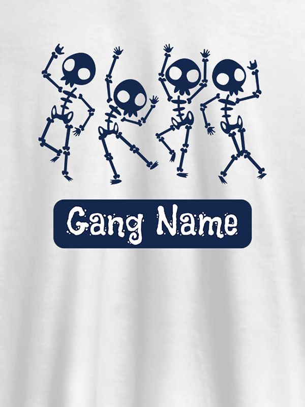 Custom Gang Name Skeleton Design Personalised Mens T Shirt