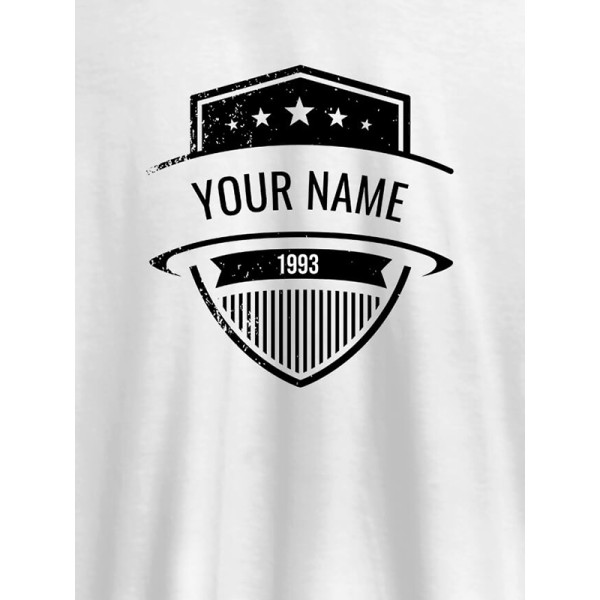 Shield Design with Text and Year On Customized Tshirt for Men