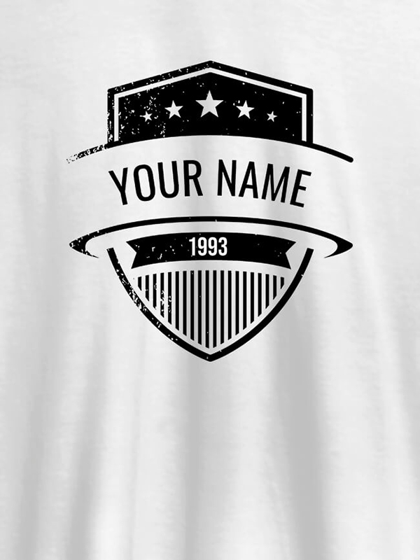 Custom Shield Design with Text and Year On Customized Tshirt for Men