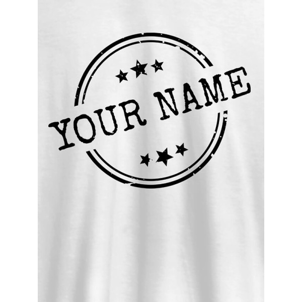 Stamp with Stars Theme and Your Name On Customized Tshirt for Men