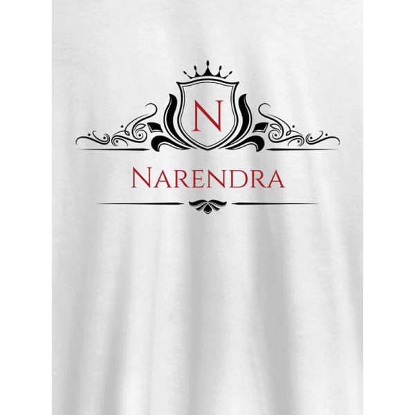 Shield Design with Initial and Text On Men T Shirts with Name, Text, and Photo