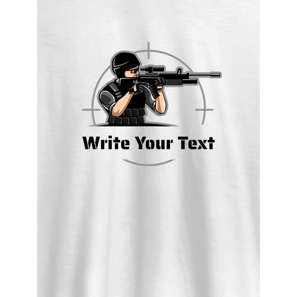 Sniper with Your Text On Customized Mens T-Shirt