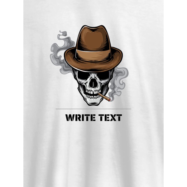 Skull Smoking Theme with Your Text On Personalized Tees