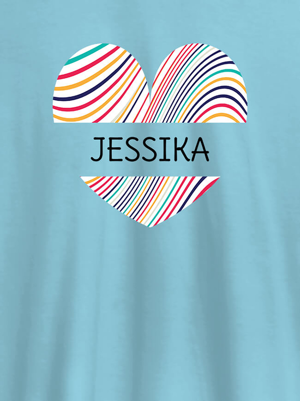 Custom Multicolor Heart Shape Personalised Womens T Shirt With Name