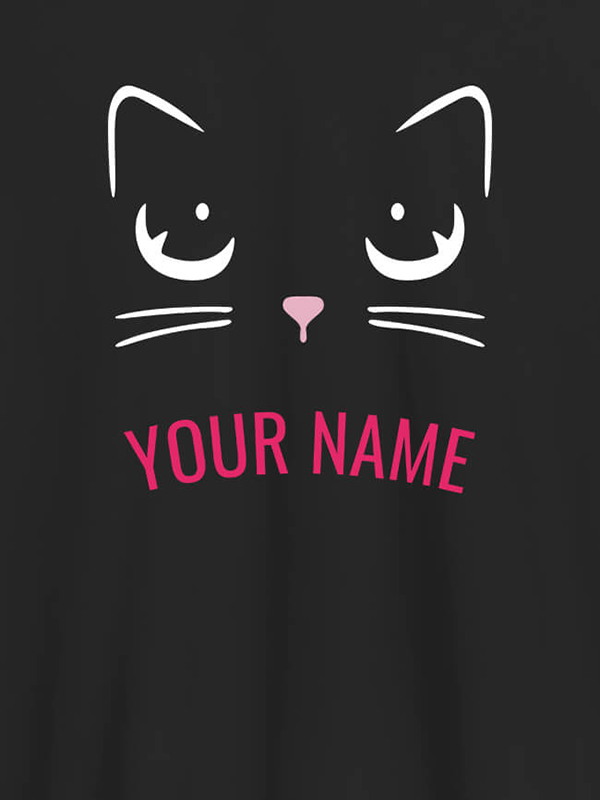 Custom Cat Art Design Personalised Womens T Shirt With Name