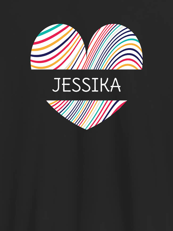 Custom Multicolor Heart Shape Personalised Womens T Shirt With Name