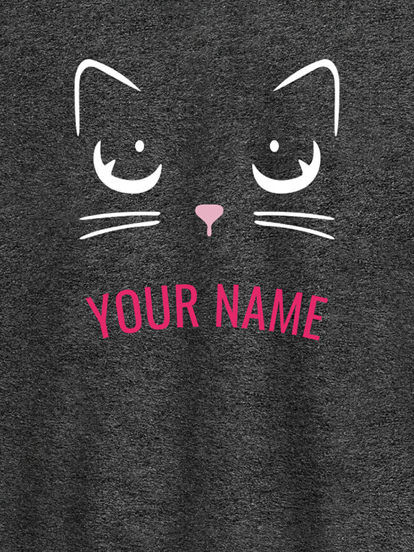 Custom Cat Art Design Personalised Womens T Shirt With Name