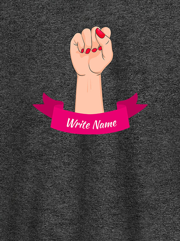 Custom Raising Hand with Your Name On Personalized Women Tshirt