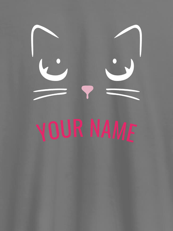 Custom Cat Art Design Personalised Womens T Shirt With Name