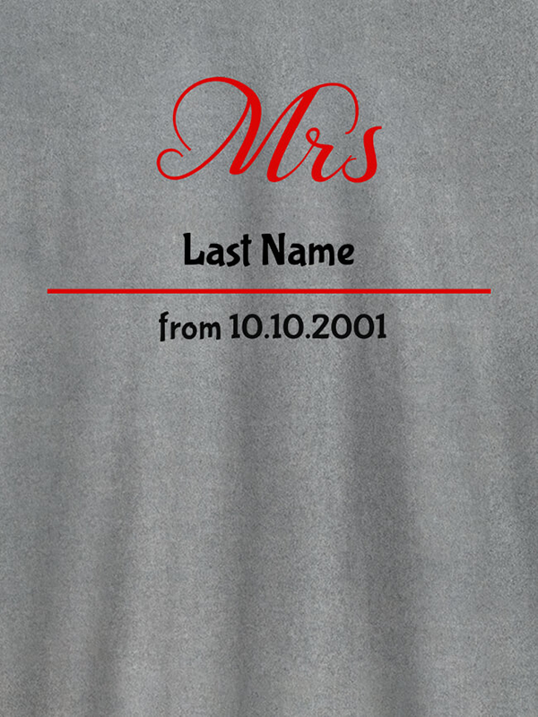 Custom Mrs Last Name Wedding Date Personalised Womens T Shirt