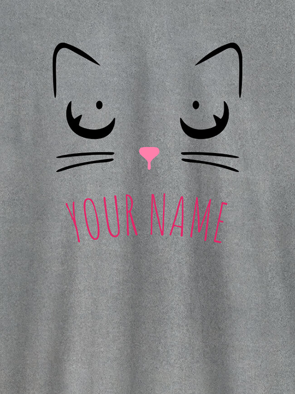 Custom Cat Art Design Personalised Womens T Shirt With Name