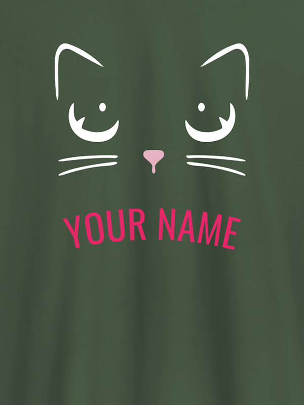 Custom Cat Art Design Personalised Womens T Shirt With Name