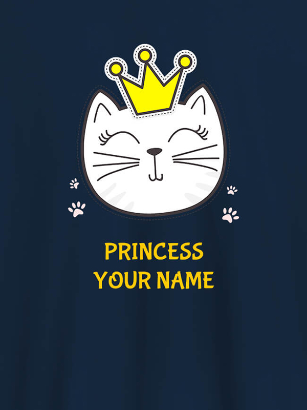 Custom Princess Cat Personalised Womens T Shirt With Name