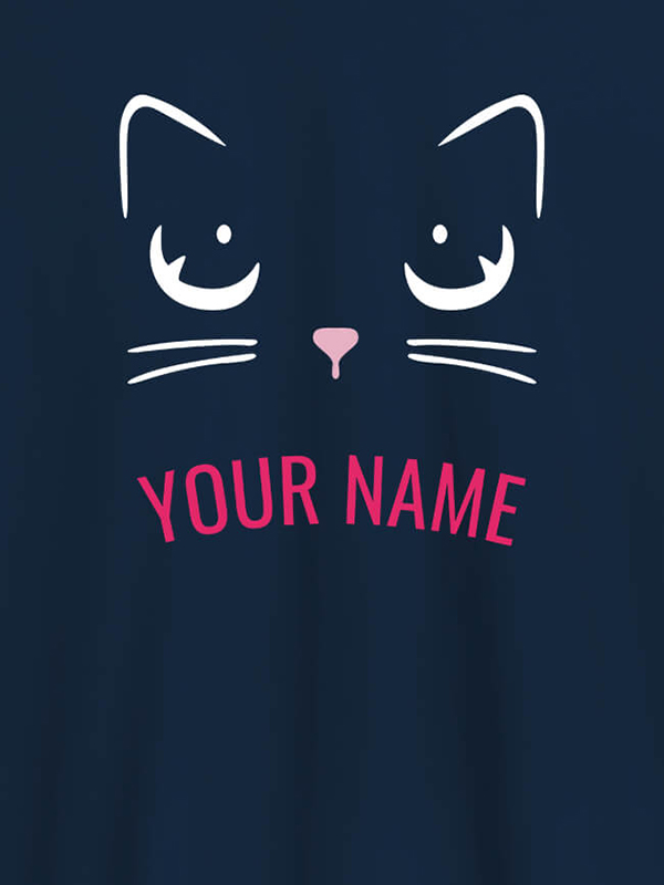 Custom Cat Art Design Personalised Womens T Shirt With Name