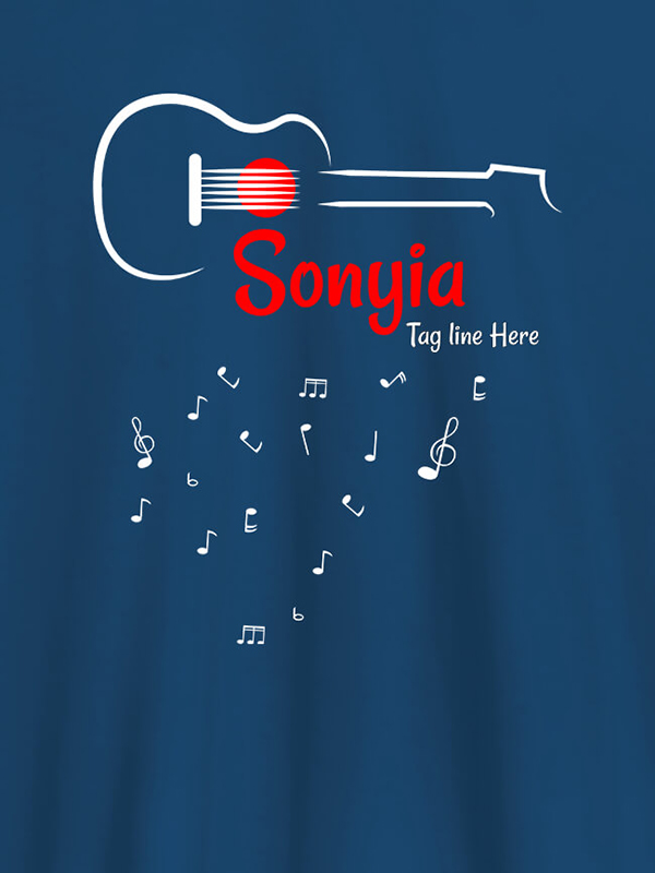 Custom Personalised Womens T Shirt With Name Guitar Design