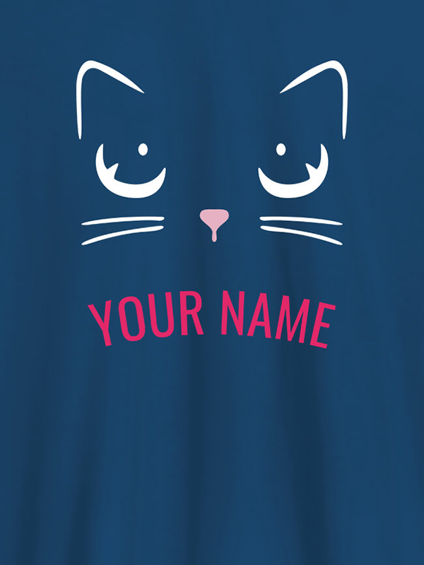 Custom Cat Art Design Personalised Womens T Shirt With Name