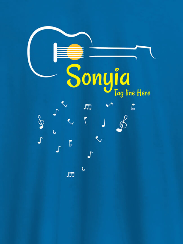 Custom Personalised Womens T Shirt With Name Guitar Design