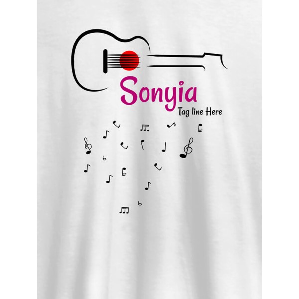 Personalised Womens T Shirt With Name Guitar Design