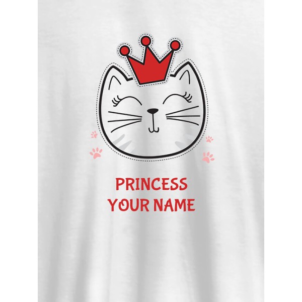 Princess Cat Personalised Womens T Shirt With Name
