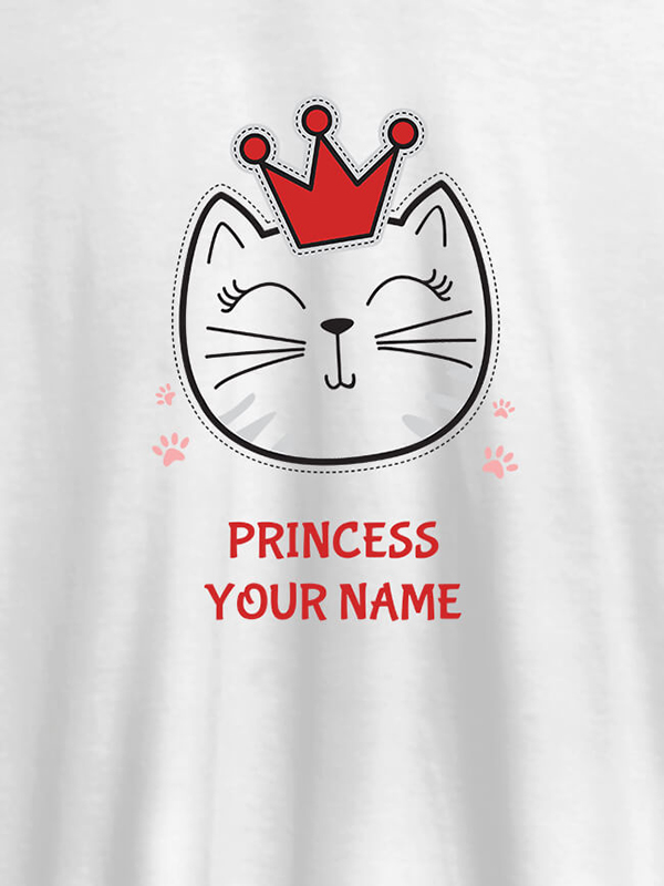 Custom Princess Cat Personalised Womens T Shirt With Name
