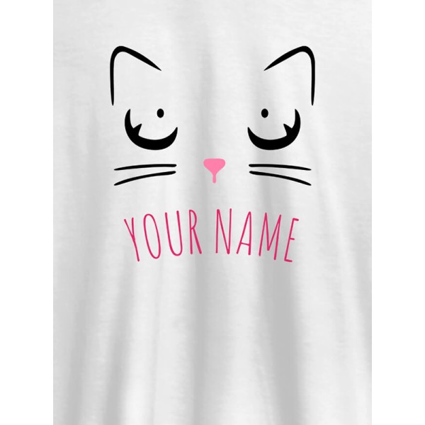 Cat Art Design Personalised Womens T Shirt With Name