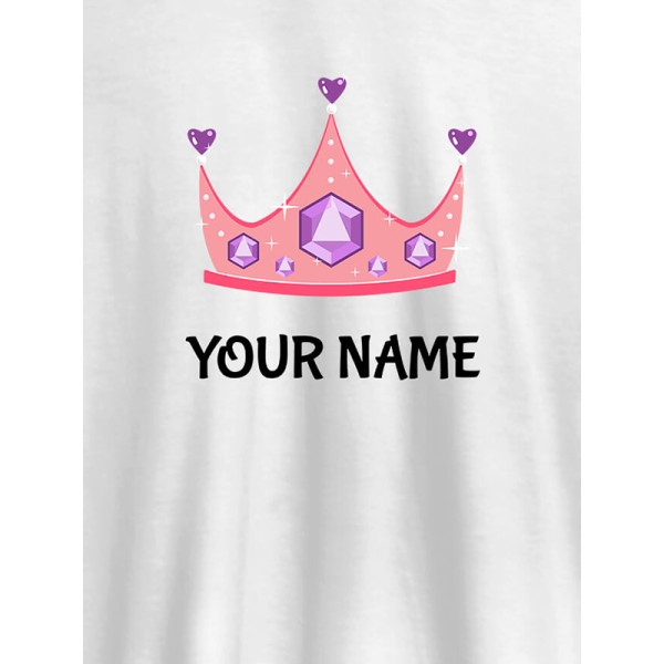 Queen Theme with Purple Gems and Your Name On Customized Womens T-Shirt