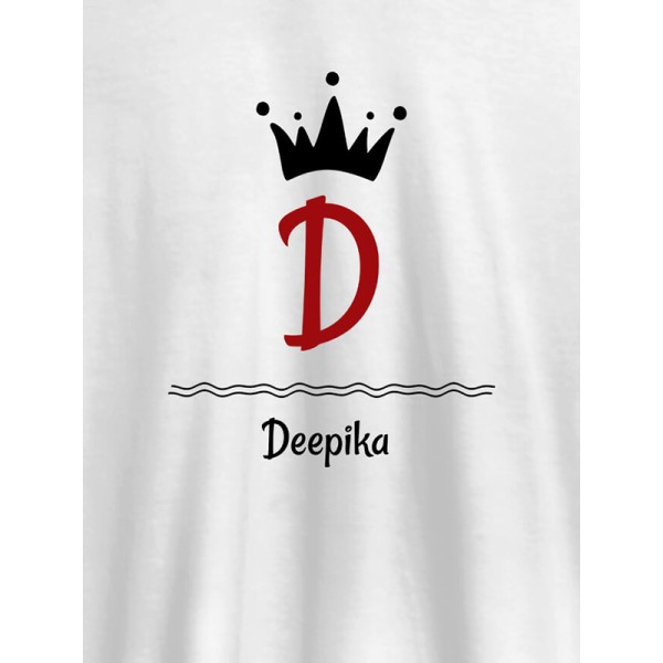 Queen with Initial and Name On T-shirts For Women with Name, Text and Photo