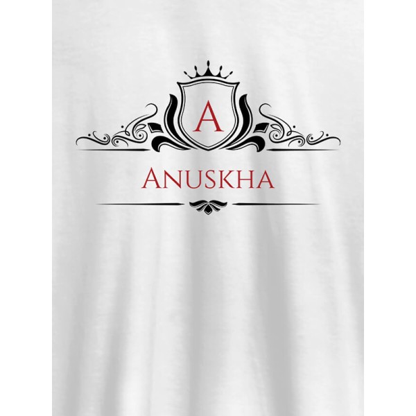 Shield Design with Initial and Text On Customized Womens T-Shirt