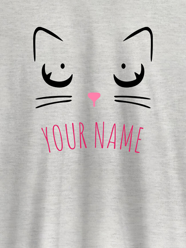 Custom Cat Art Design Personalised Womens T Shirt With Name