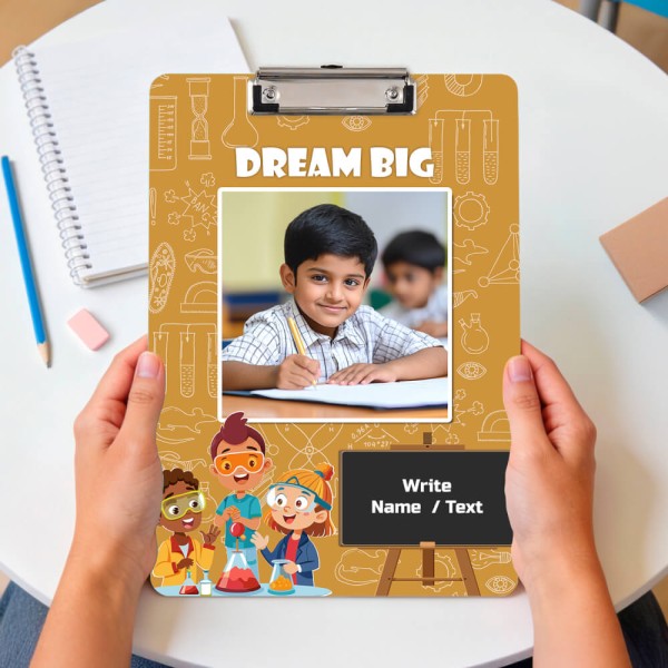 Custom Golden Mustard Dream Big Science Acrylic Writing Pad