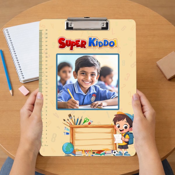 Custom Cream Beige Super Kiddo School Hero Acrylic Writing Pad