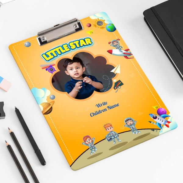 Custom Bright Orange Little Star Astronaut Acrylic Writing Pad