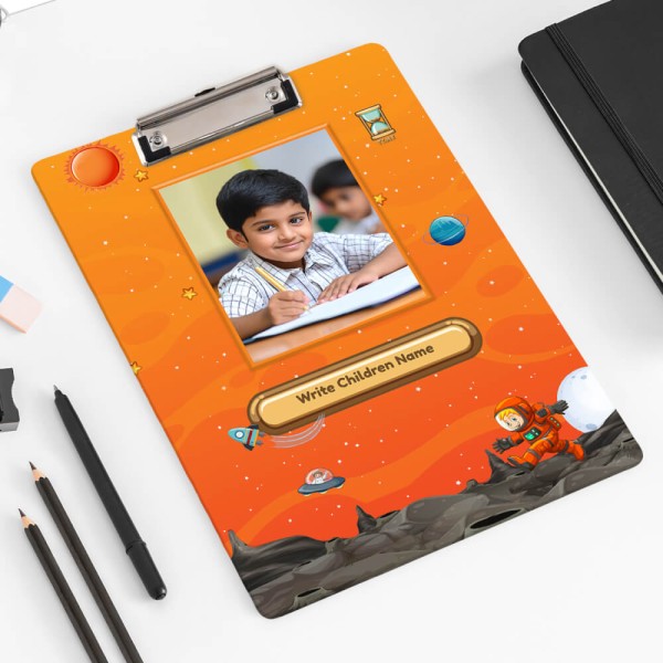 Custom Deep Orange Space Explorer Astronaut Acrylic Writing Pad