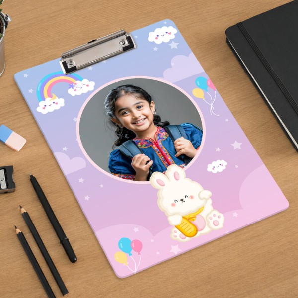 Custom Lavender Purple Happy Bunny Rainbow Acrylic Writing Pad