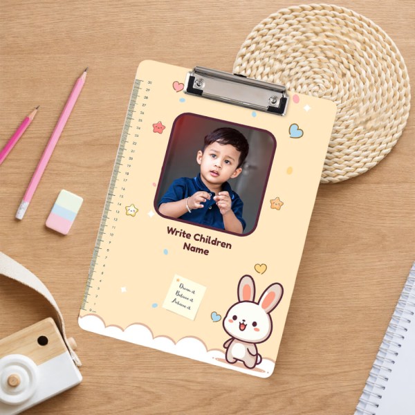 Custom Cream Beige Dream It Believe It Bunny Acrylic Writing Pad