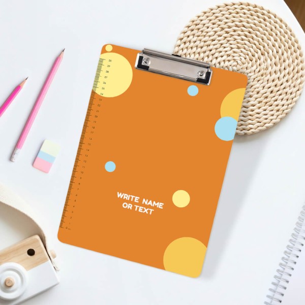 Custom Bright Ochre Yellow Polka Dot Acrylic Writing Pad