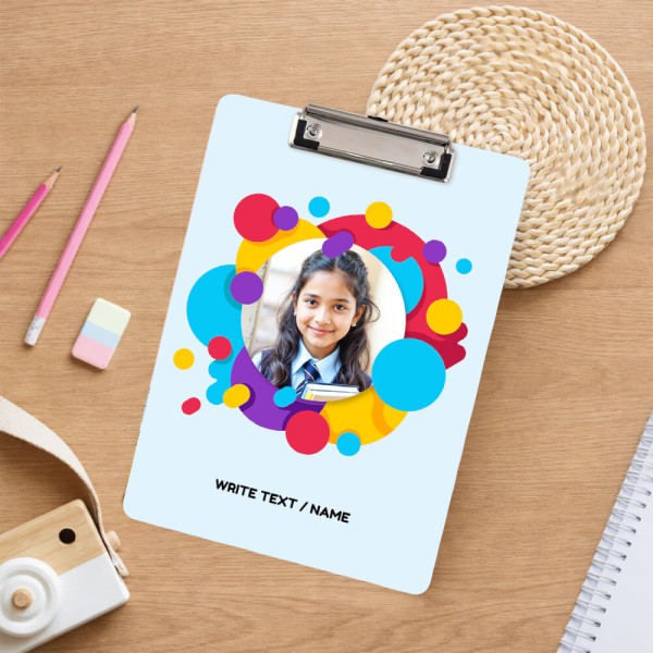 Custom Sky Blue Dynamic Circles Abstract Acrylic Writing Pad