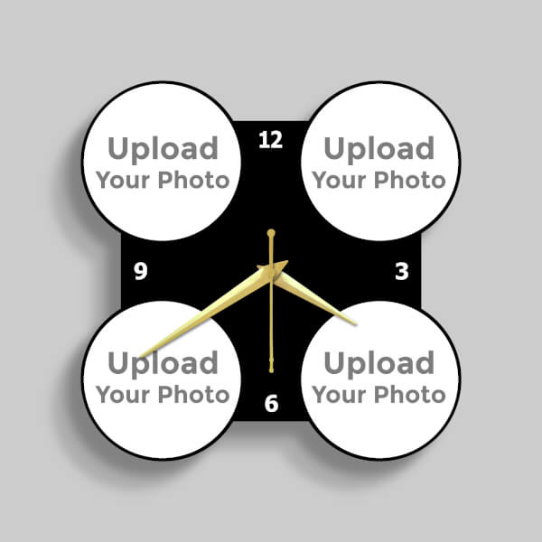 Custom Four Round Shapped Pics Wall Clock