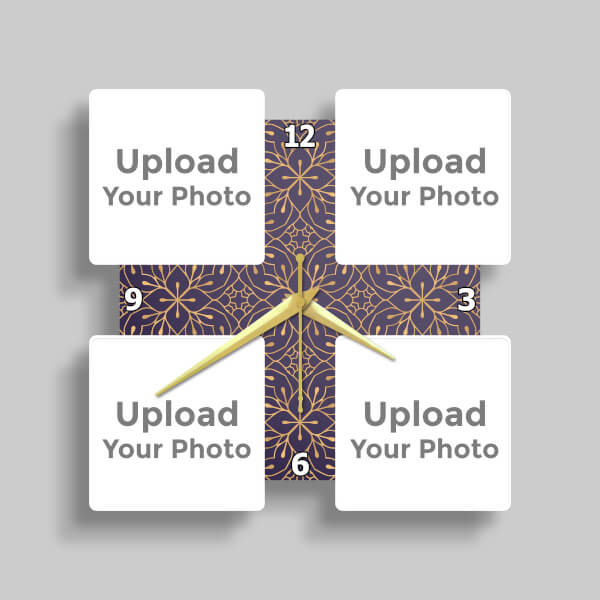 Custom Four Pics Square Shaped Wall Clock