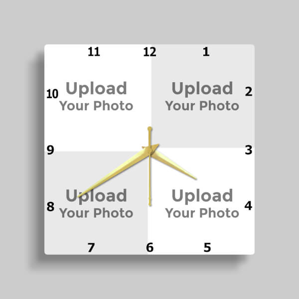Custom Four Pics Square Shaped Photo Wall Clock