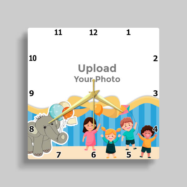 Custom Kids Simple Square Shaped Wall Clocks