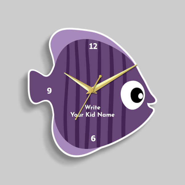 Custom Happy Fish Shaped Clock Design Photo Wall Clock