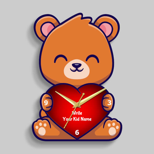 Custom Baby Teddy Bear with Heart Clock Design Photo Wall Clock