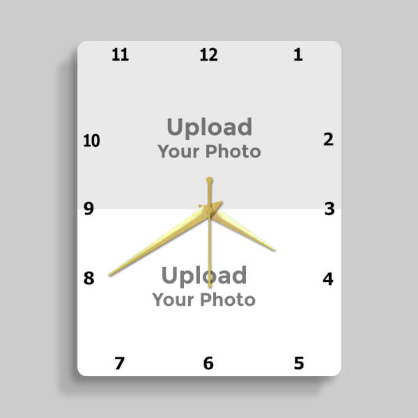 Custom Portrait Double Picture Upload Clock Design Photo Wall Clock