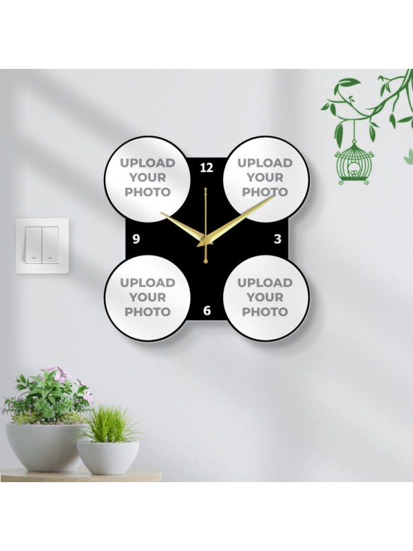 Four Round Shapped Pics Wall Clock